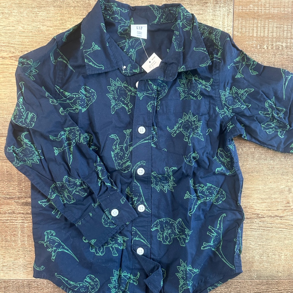 NWT Baby Gap Blue Dino Buttondown